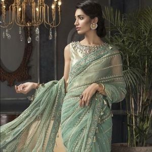 Maria b net saree with ready blouse